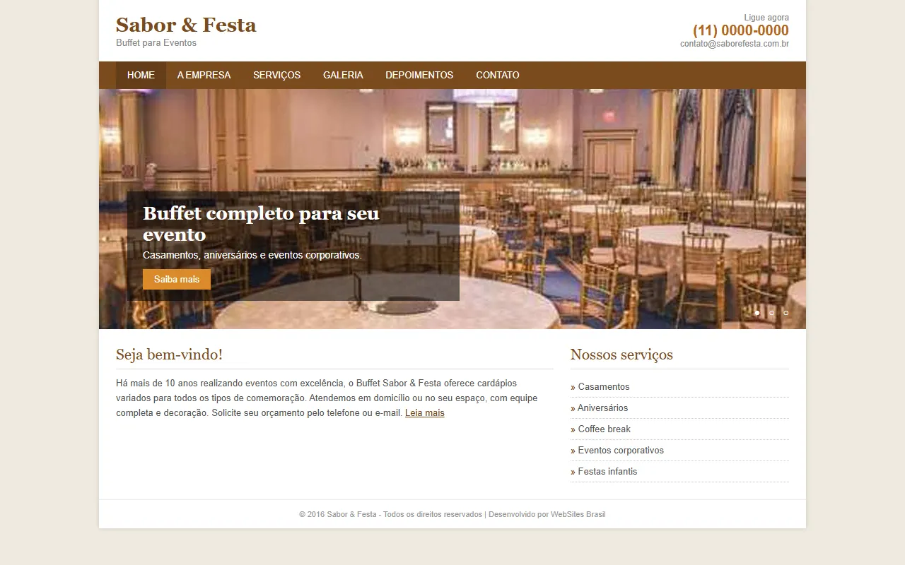 Exemplo ilustrativo de site antigo de buffet