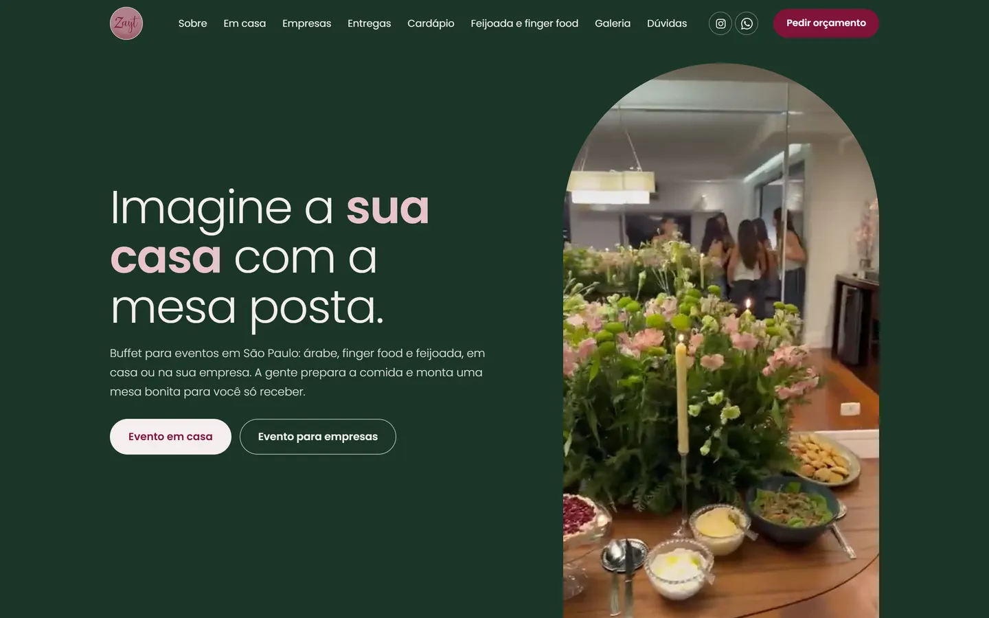 Site real da Zayt Culinária Árabe, feito pela Vért